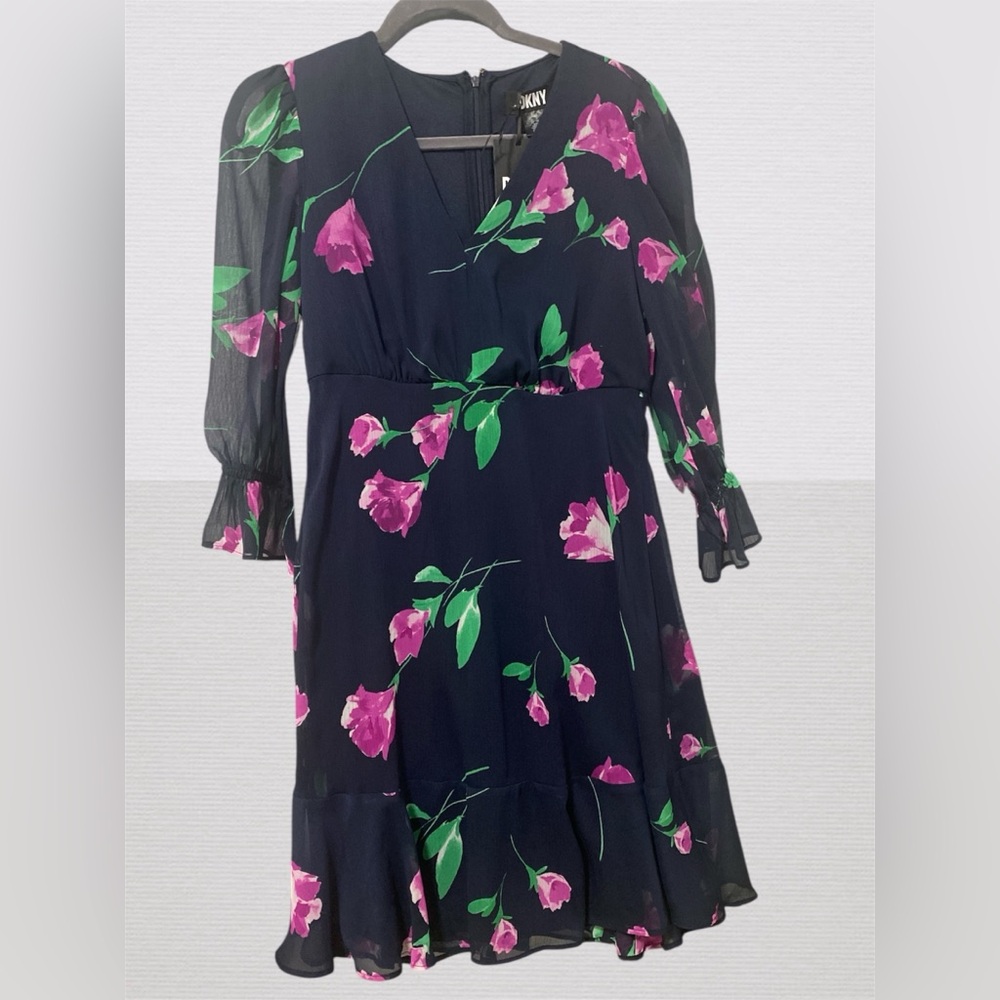 Floral Navy and Pink Dress